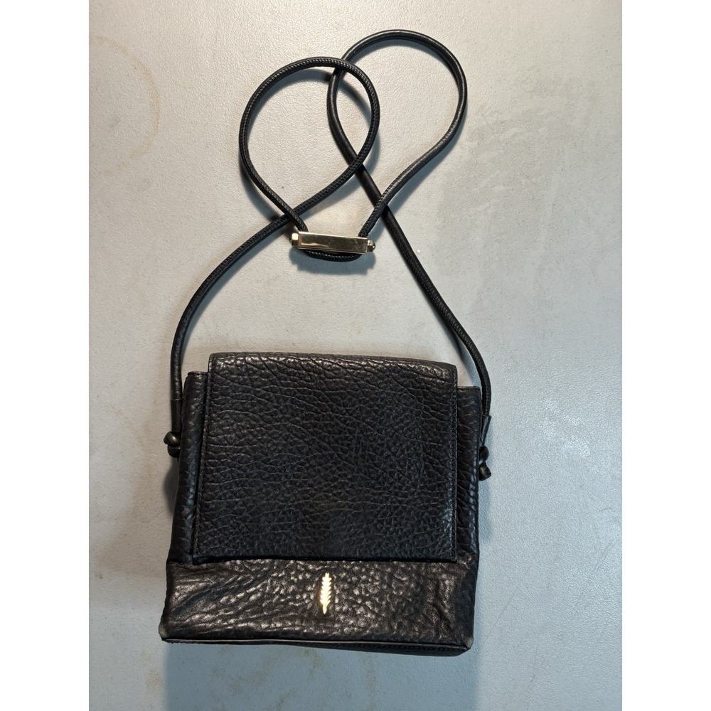 Black vintage leather Thacker crossbody bag